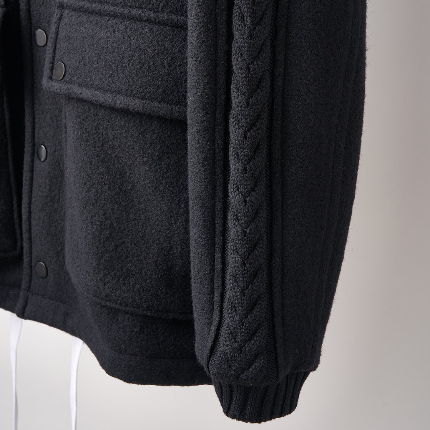 Wool felt cable coach jacket Black