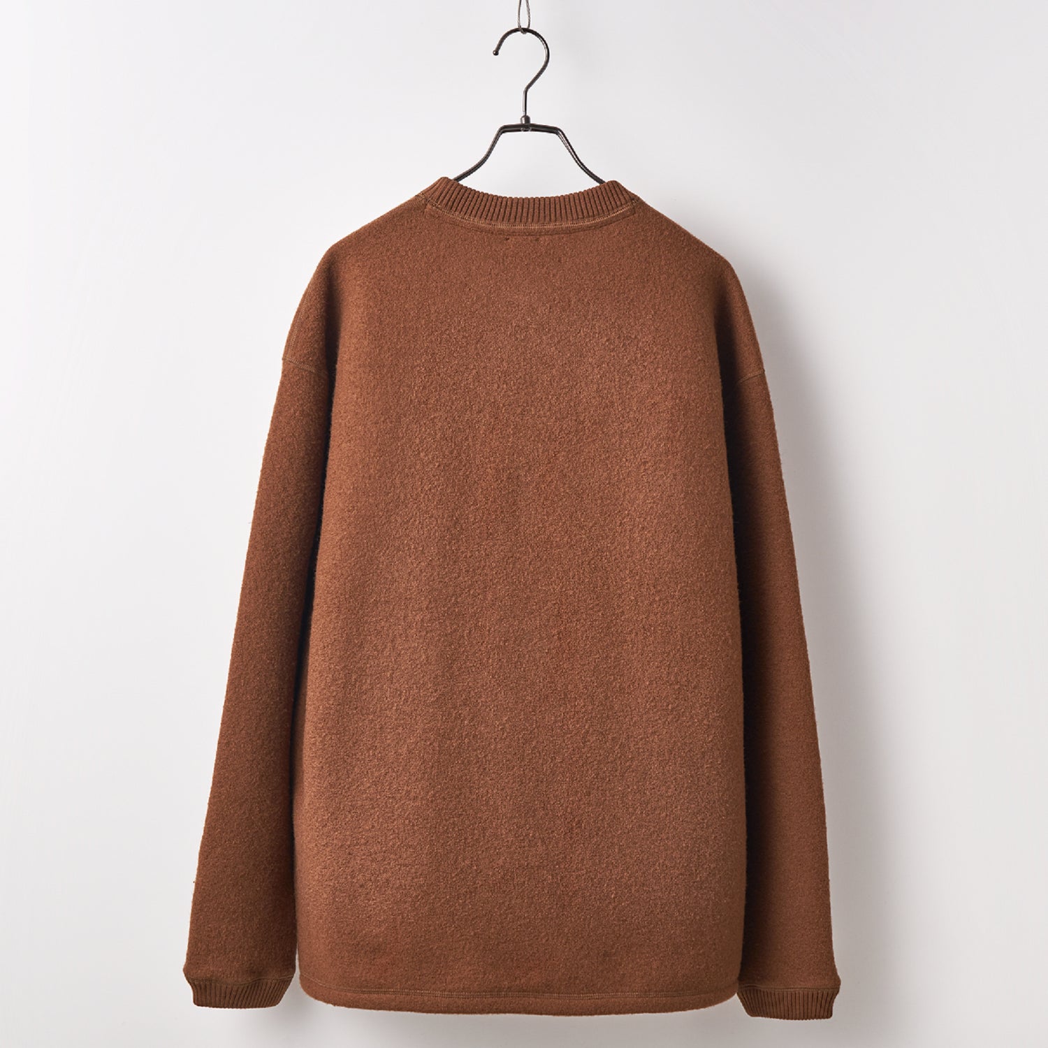 Wool felt long sleeves pullover Camel