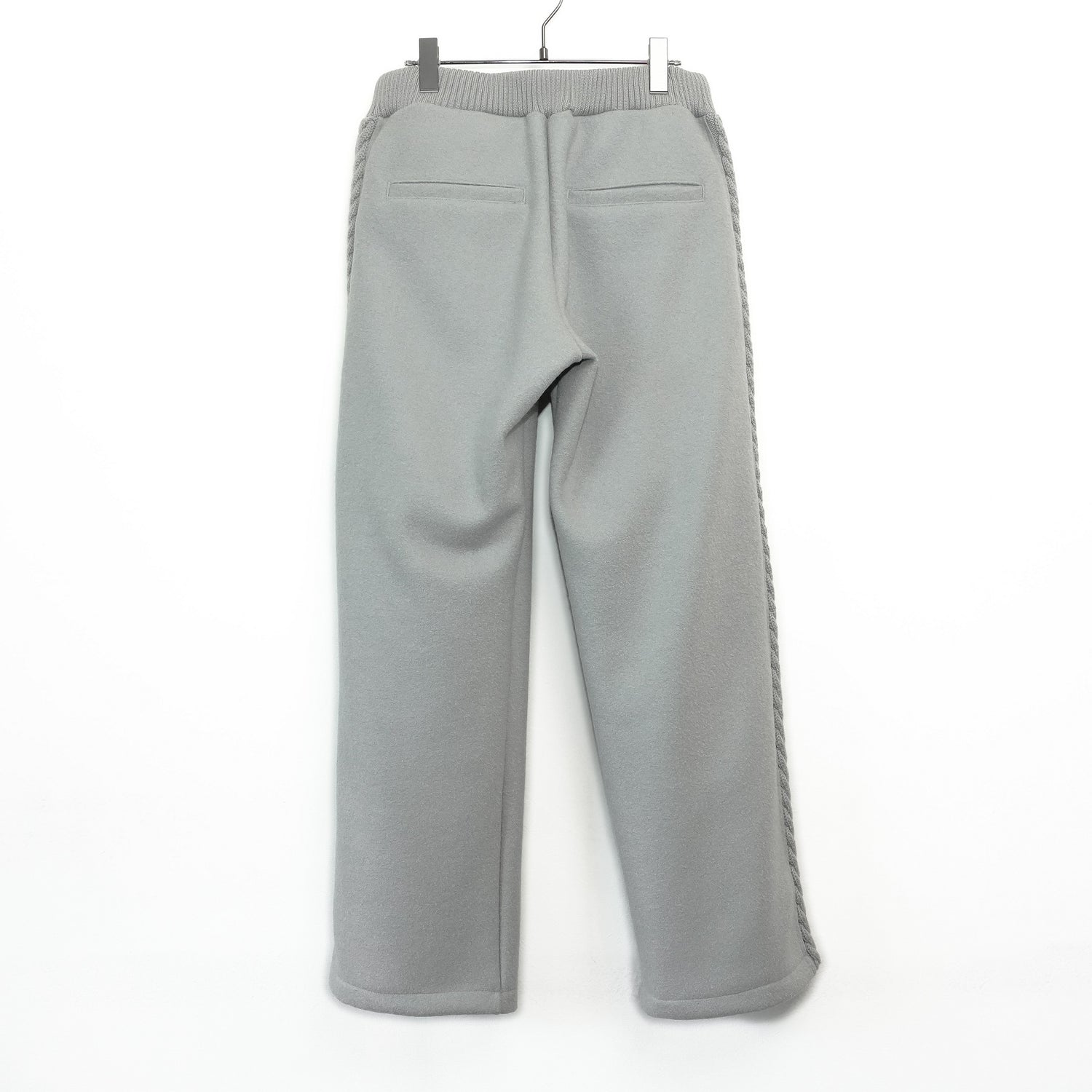 Wool felt cable semi-wide pants Pale khaki