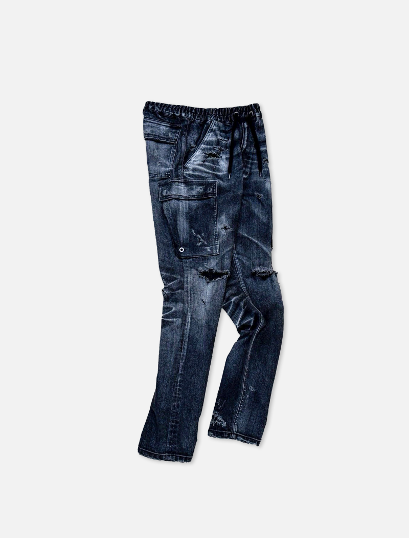「DERANGE Crushed Special Edition」CLASH DENIM CARGO SKINNY PANTS