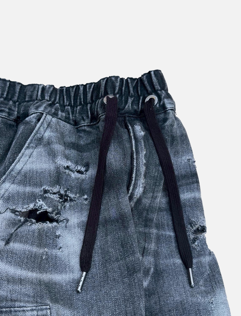 「DERANGE Crushed Special Edition」CLASH DENIM CARGO SKINNY PANTS