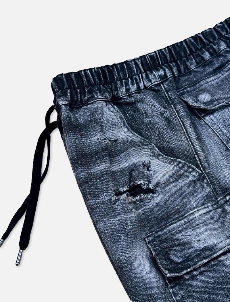 「DERANGE Crushed Special Edition」CLASH DENIM CARGO SKINNY PANTS