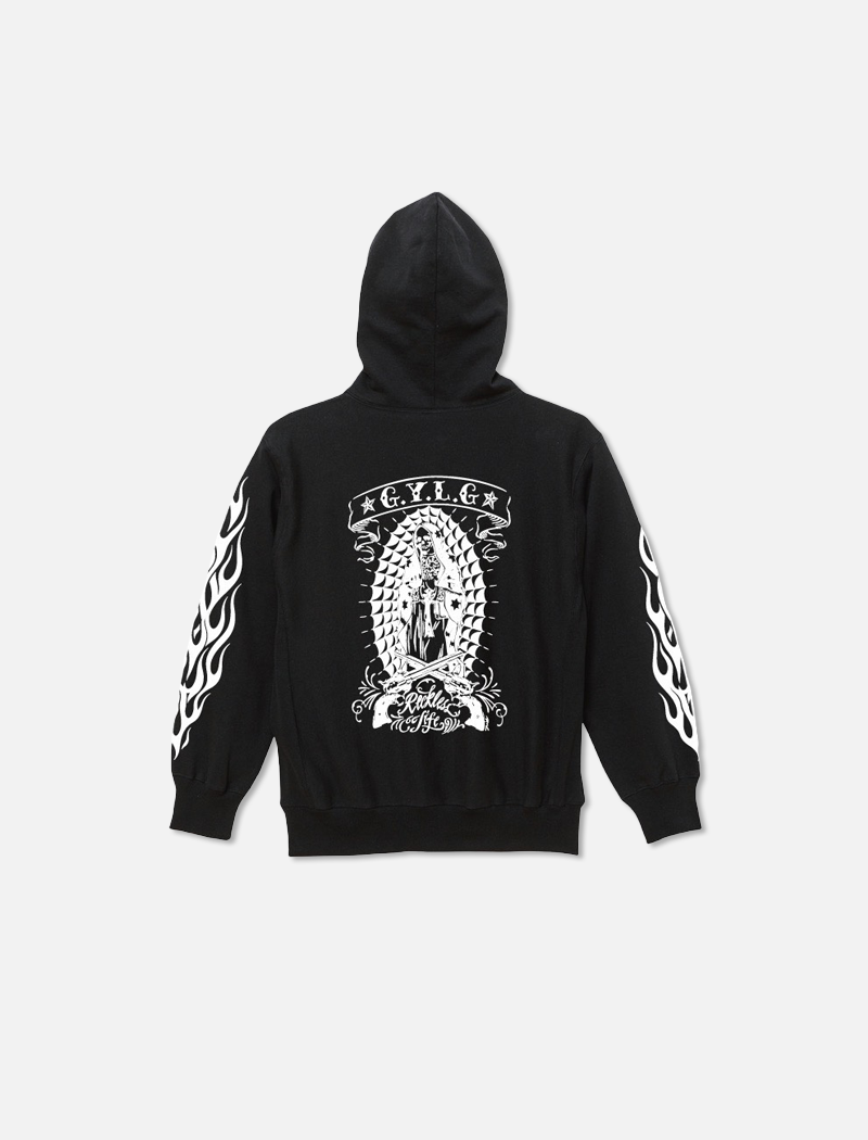 F&G01 12oz SWEAT HOODIE BK/MARIA&FLAMES