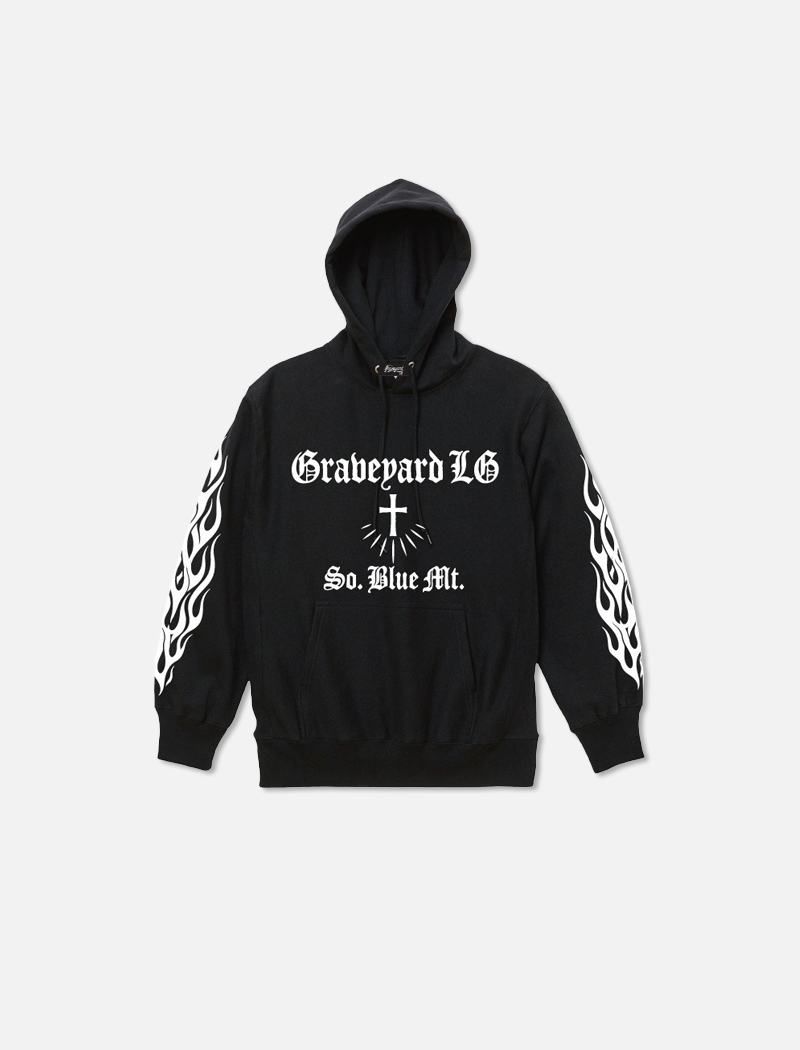 F&G02 12oz SWEAT HOODIE BK/Graveyard LG&FLAMES