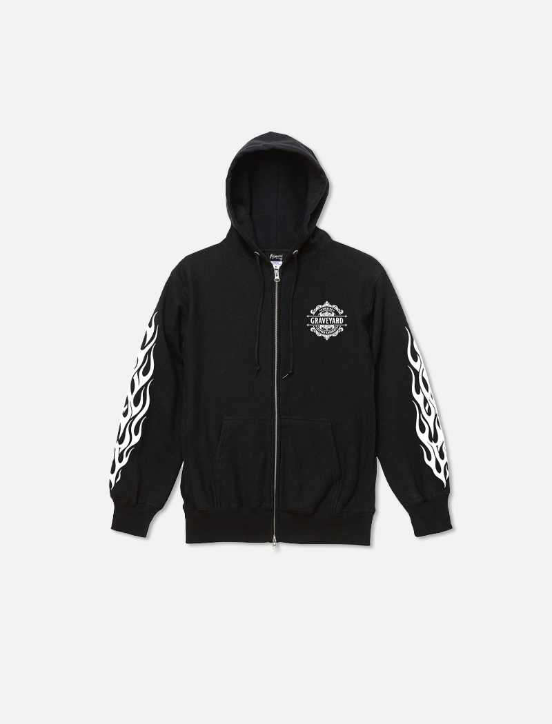 F&G04 12oz SWEAT ZIP HOODIE BK/MARIA&FLAMES