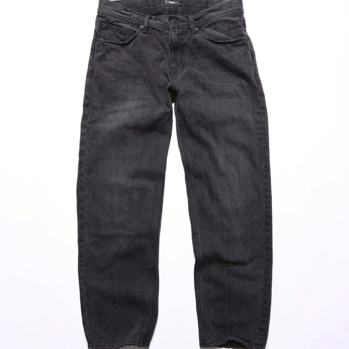 12oz SOFT BLACK DENIM 5P STRAIGHT GREY