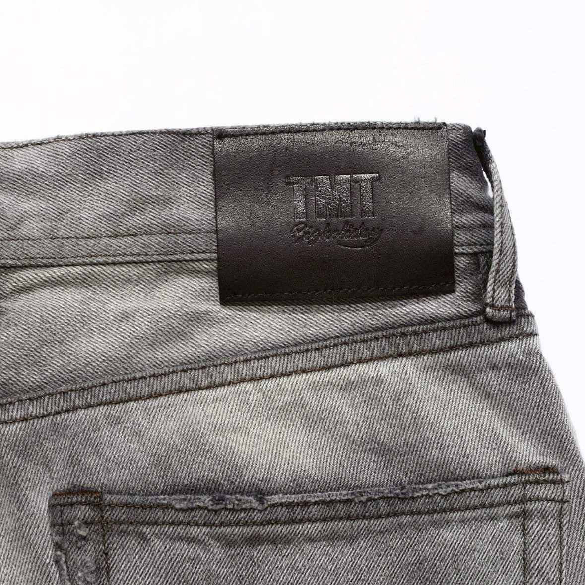 12oz SOFT BLACK DENIM 5P STRAIGHT LIGHT GREY