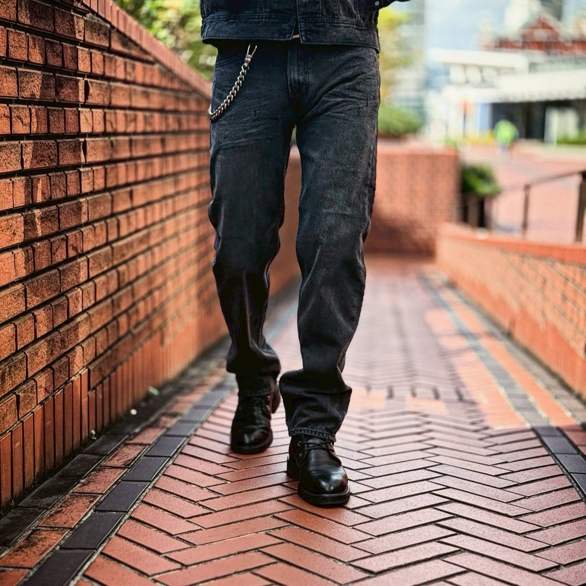 12oz SOFT BLACK DENIM 5P STRAIGHT GREY