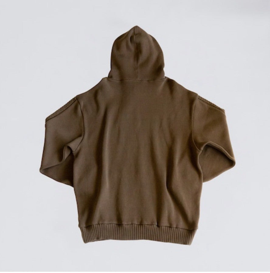Compact spin cotton hoodie Brown