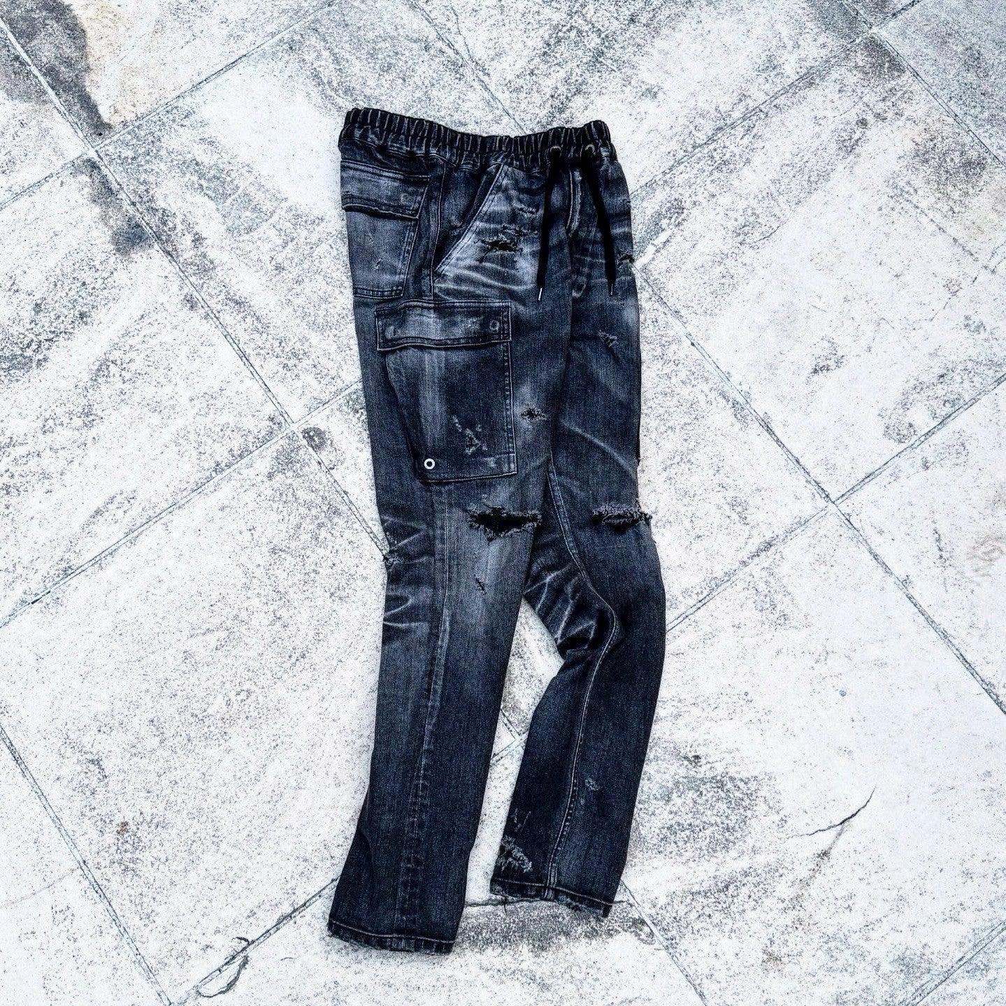 「DERANGE Crushed Special Edition」CLASH DENIM CARGO SKINNY PANTS