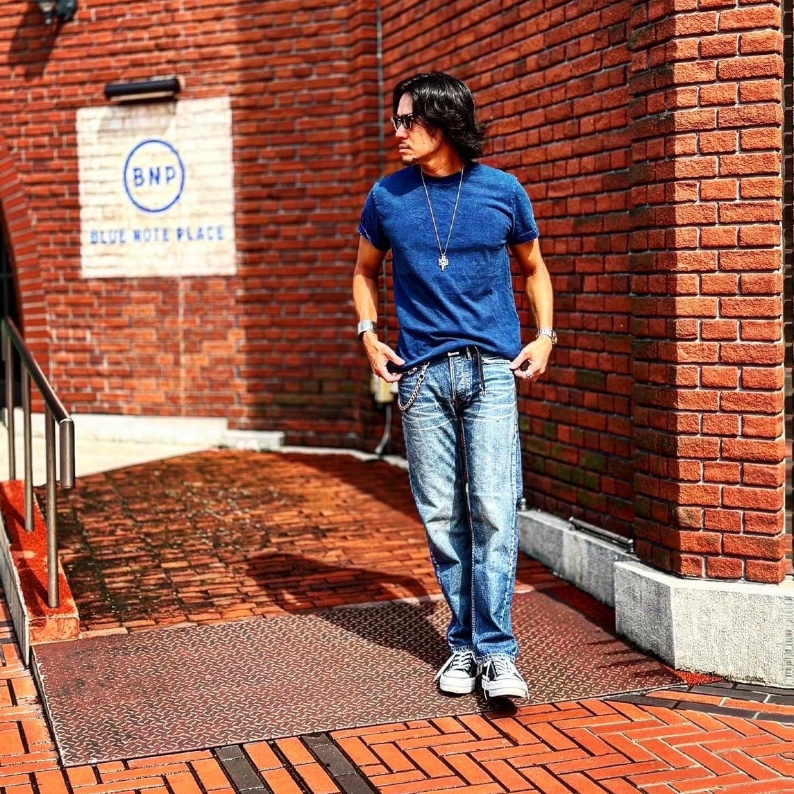 INDIGO COTTON JERSEY S/S TEE