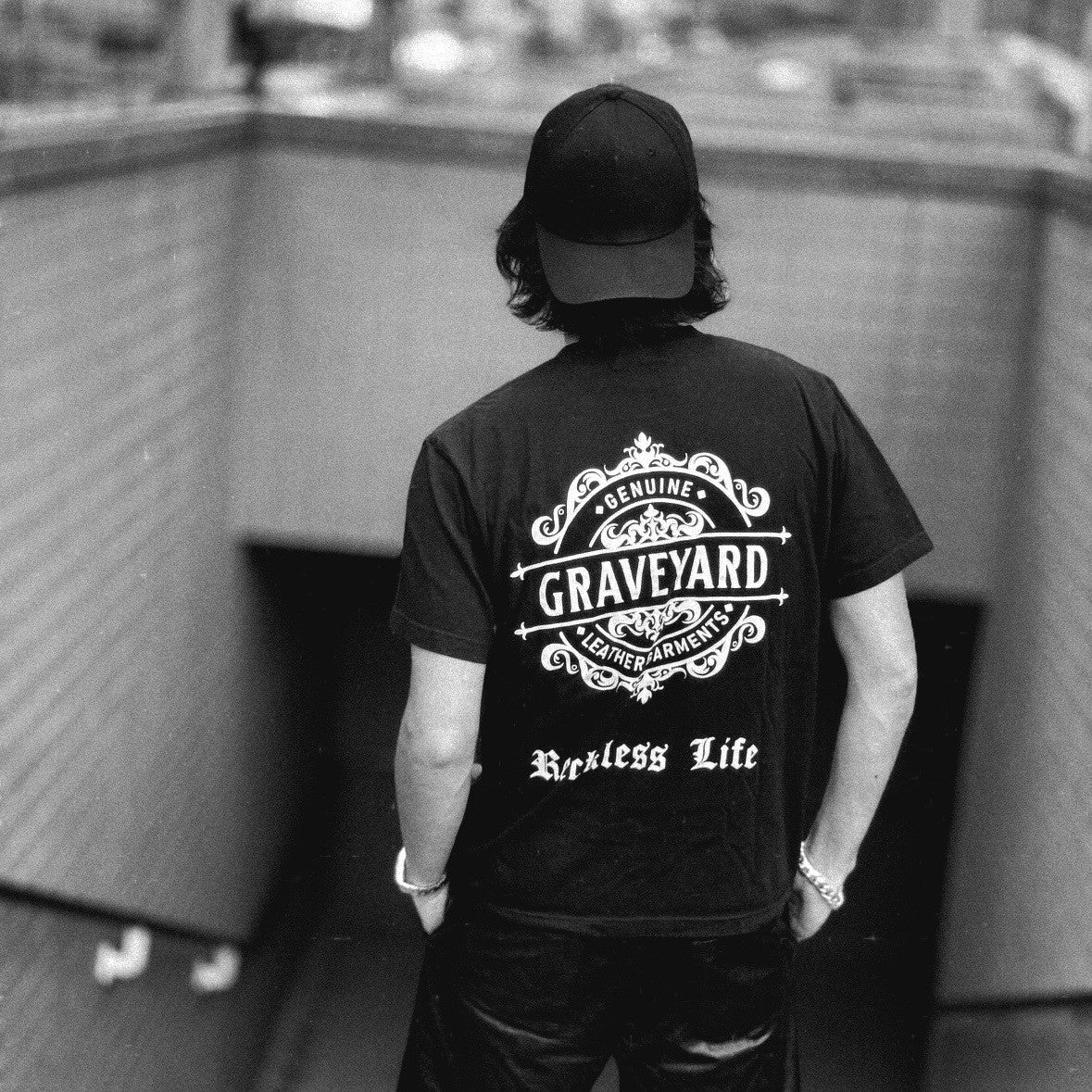 【THE BAR限定販売】THE BAR Special Oder 5.6oz S/S TEE ”Graveyard LOGO” BLACK