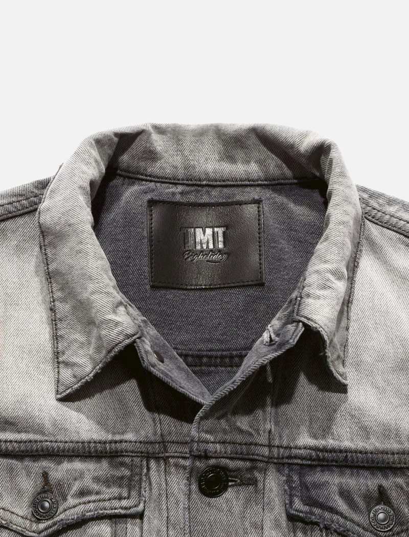 12oz SOFT BLACK DENIM TRUCKER JACKET LIGHT GREY