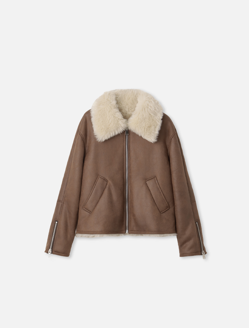Fake mouton jacket Brown/Ivory