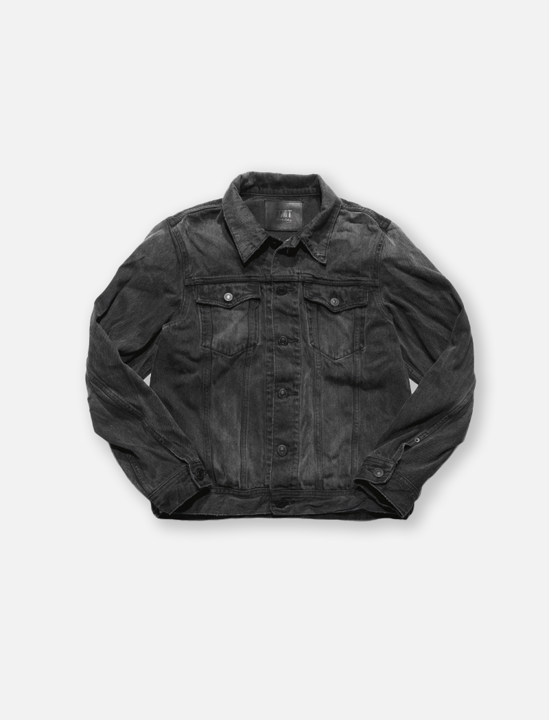 12oz SOFT BLACK DENIM TRUCKER JACKET GREY