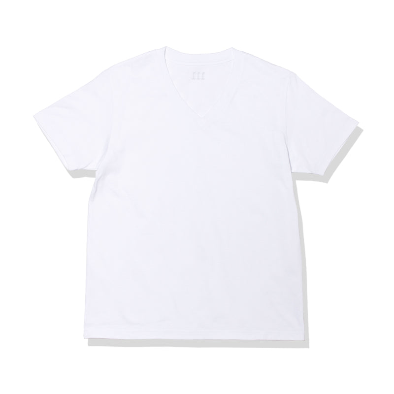 干場×サトシーノ コラボブランド】VネックTシャツ「T-4」#WHITE