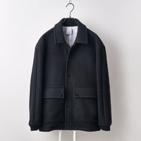 Wool felt cable coach jacket Black