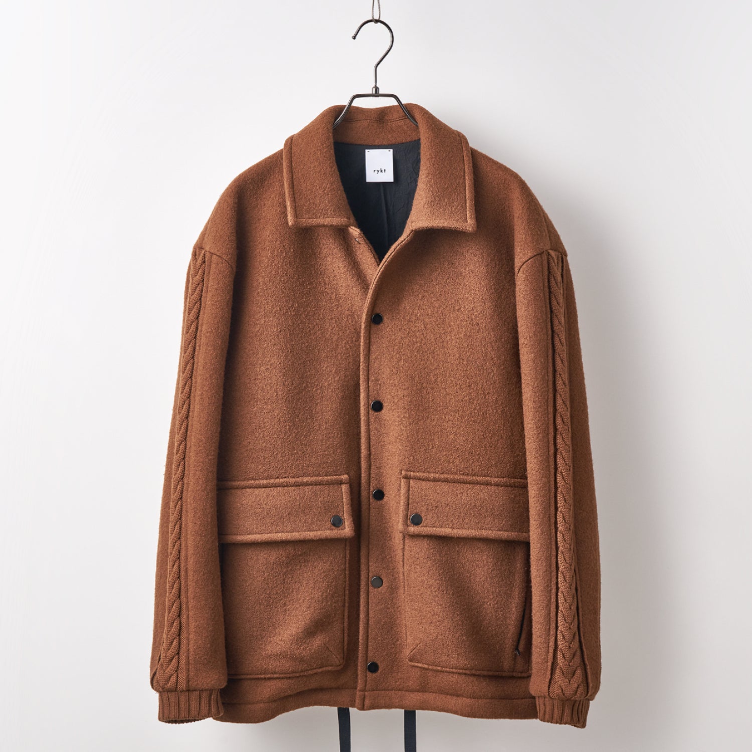 Wool felt cable coach jacket Camel
