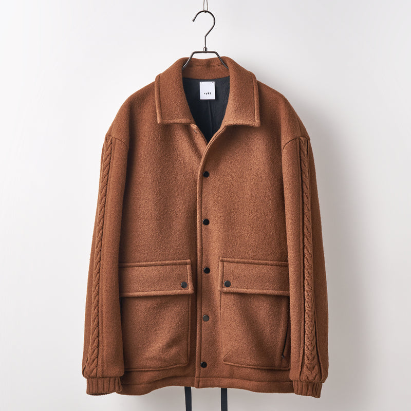 Wool felt cable coach jacket Camel