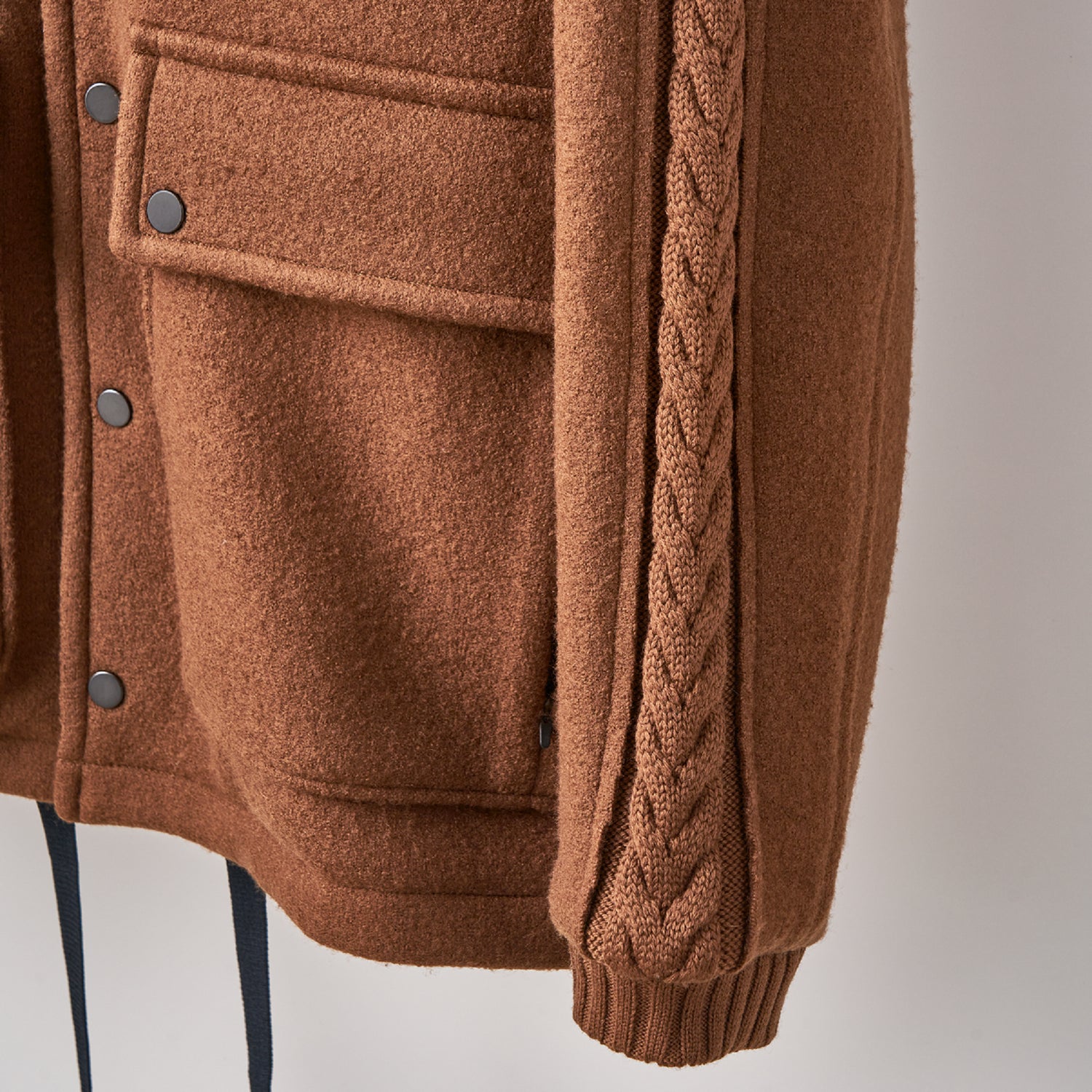 Wool felt cable coach jacket Camel