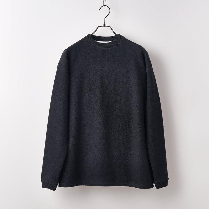 Wool felt long sleeves pullover Black