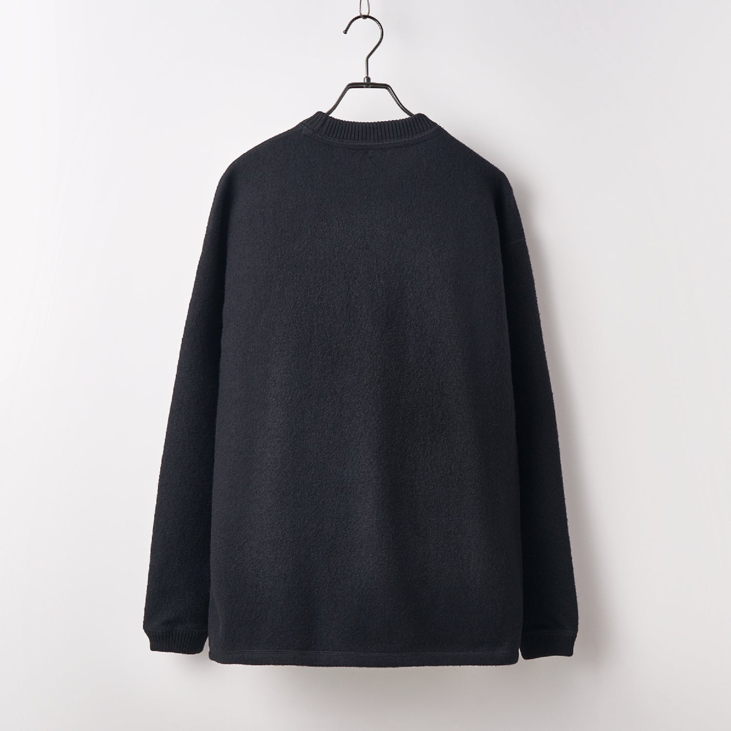 Wool felt long sleeves pullover Black