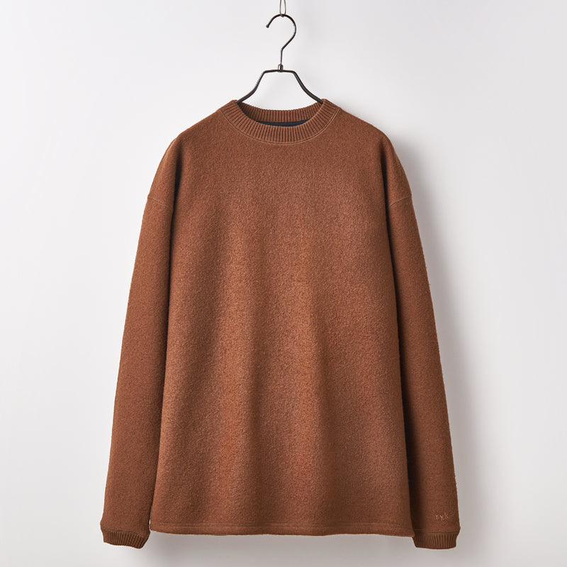 Wool felt long sleeves pullover Camel