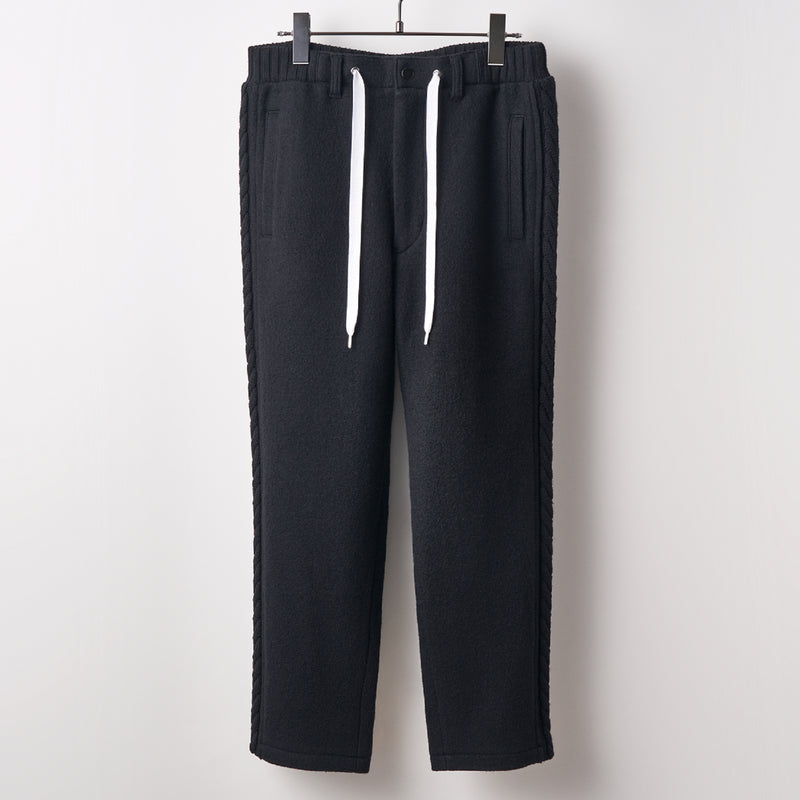 Wool felt cable ankle pants Black