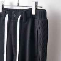 Wool felt cable ankle pants Black