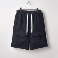 Wool felt cable short pants Black