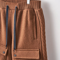 Wool felt cable short pants Camel