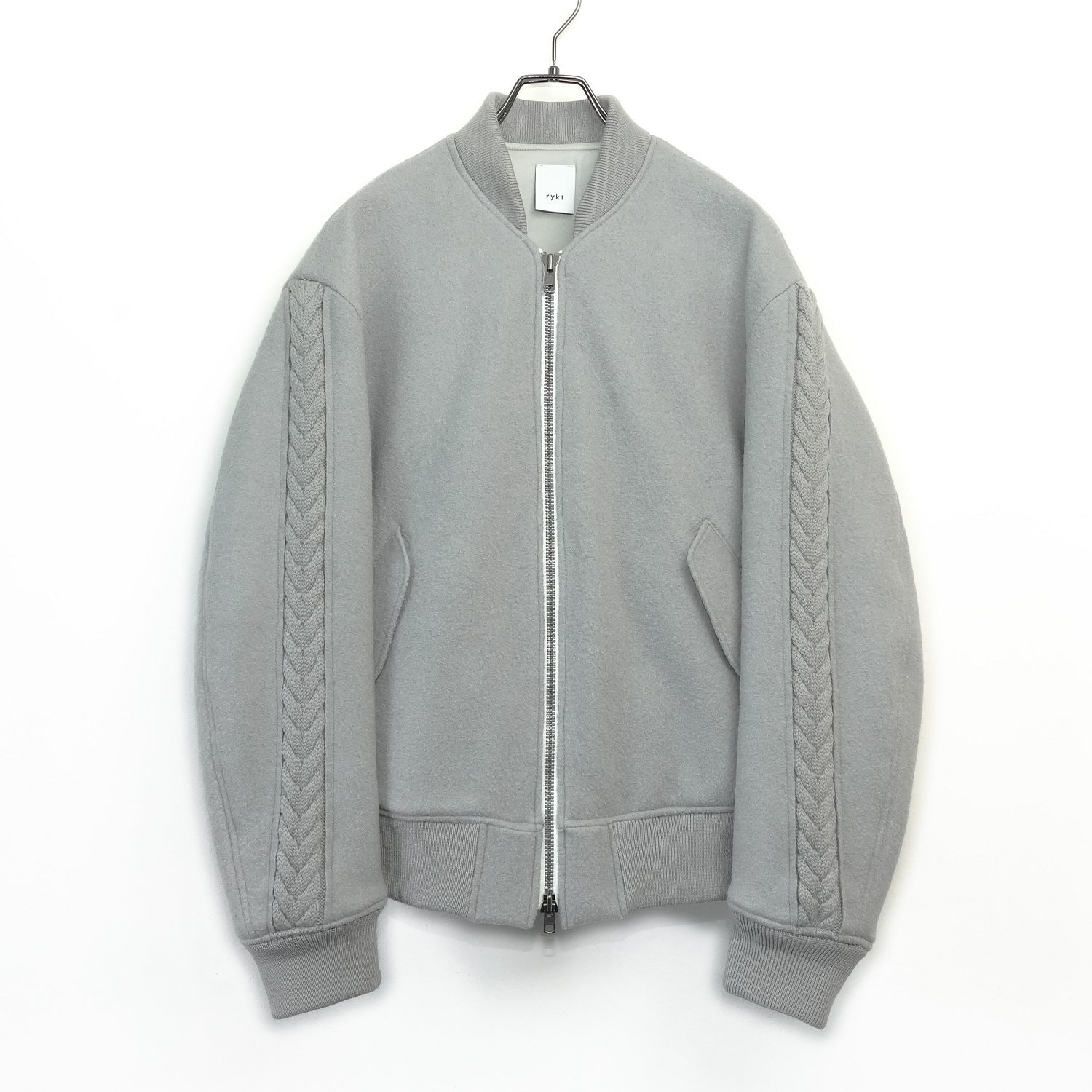 Wool felt cable flight jacket Pale Khaki