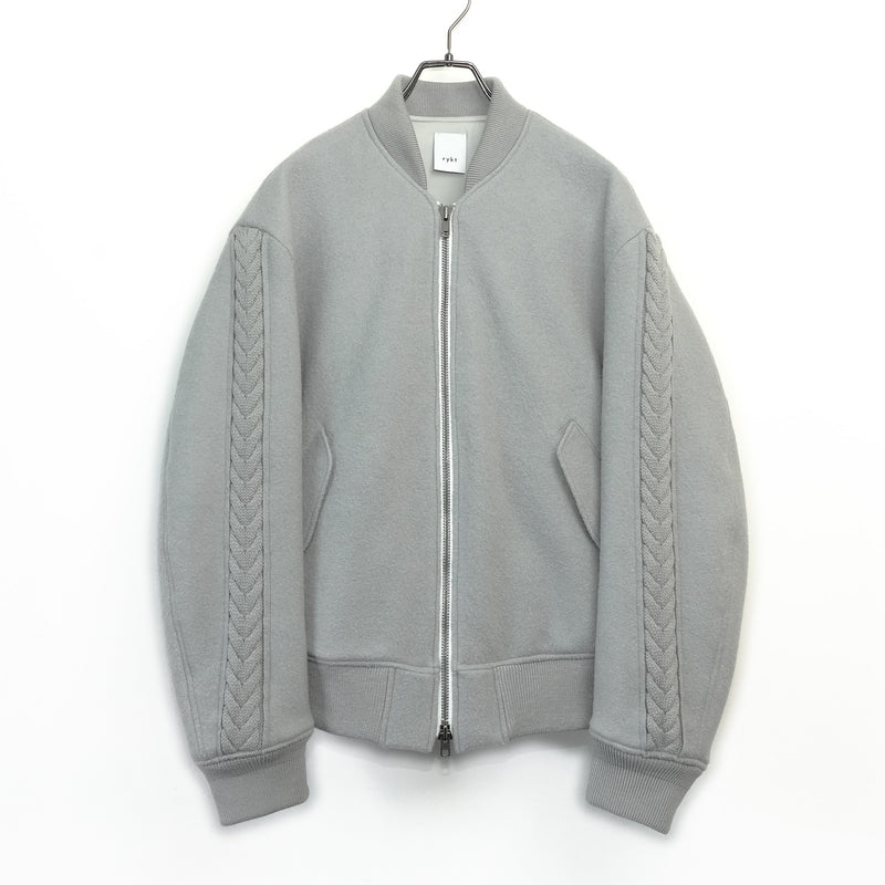 Wool felt cable flight jacket Pale Khaki