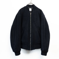 Wool felt cable flight jacket Dark navy
