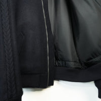 Wool felt cable flight jacket Dark navy