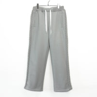 Wool felt cable semi-wide pants Pale khaki