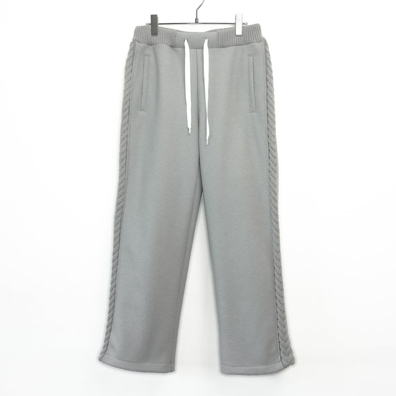 Wool felt cable semi-wide pants Pale khaki