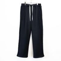 Wool felt cable semi-wide pants Dark Navy