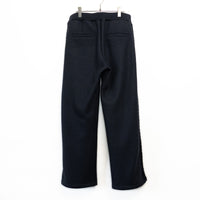 Wool felt cable semi-wide pants Dark Navy