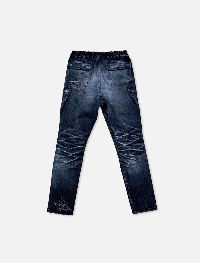 「DERANGE Crushed Special Edition」CLASH DENIM CARGO SKINNY PANTS