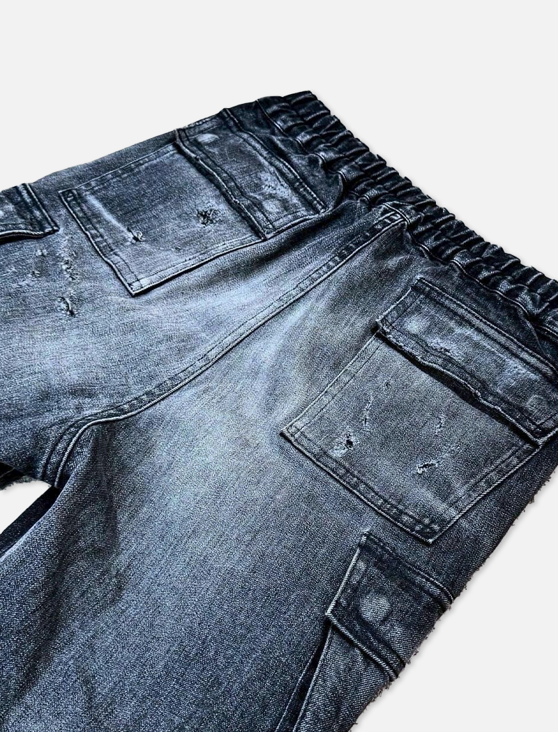 「DERANGE Crushed Special Edition」CLASH DENIM CARGO SKINNY PANTS