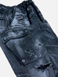 「DERANGE Crushed Special Edition」CLASH DENIM CARGO SKINNY PANTS