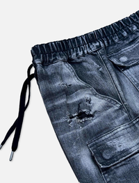 「DERANGE Crushed Special Edition」CLASH DENIM CARGO SKINNY PANTS