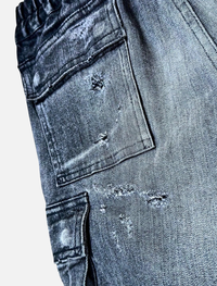「DERANGE Crushed Special Edition」CLASH DENIM CARGO SKINNY PANTS