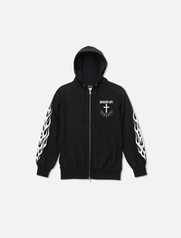 F&G05 12oz SWEAT ZIP HOODIE BK/Graveyard LG&FLAMES