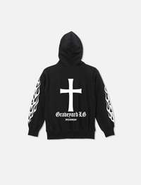 F&G05 12oz SWEAT ZIP HOODIE BK/Graveyard LG&FLAMES