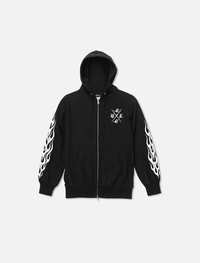 F&G06 12oz  SWEAT ZIP HOODIE BK/Graveyard LOGO&FLAMES