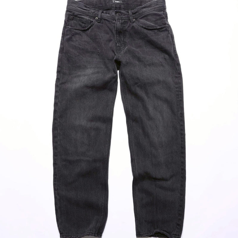 12oz SOFT BLACK DENIM 5P STRAIGHT GREY