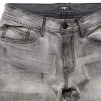 12oz SOFT BLACK DENIM 5P STRAIGHT LIGHT GREY