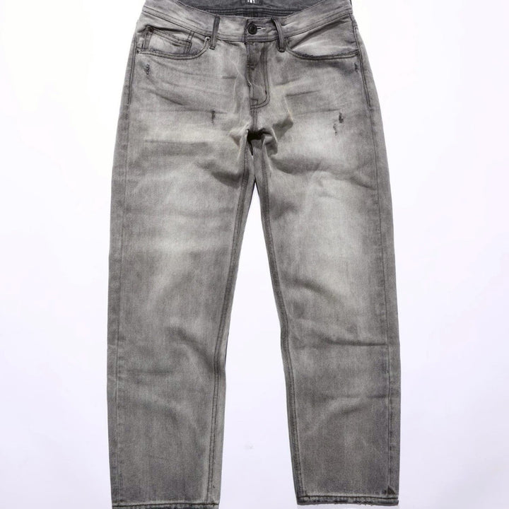 12oz SOFT BLACK DENIM 5P STRAIGHT LIGHT GREY